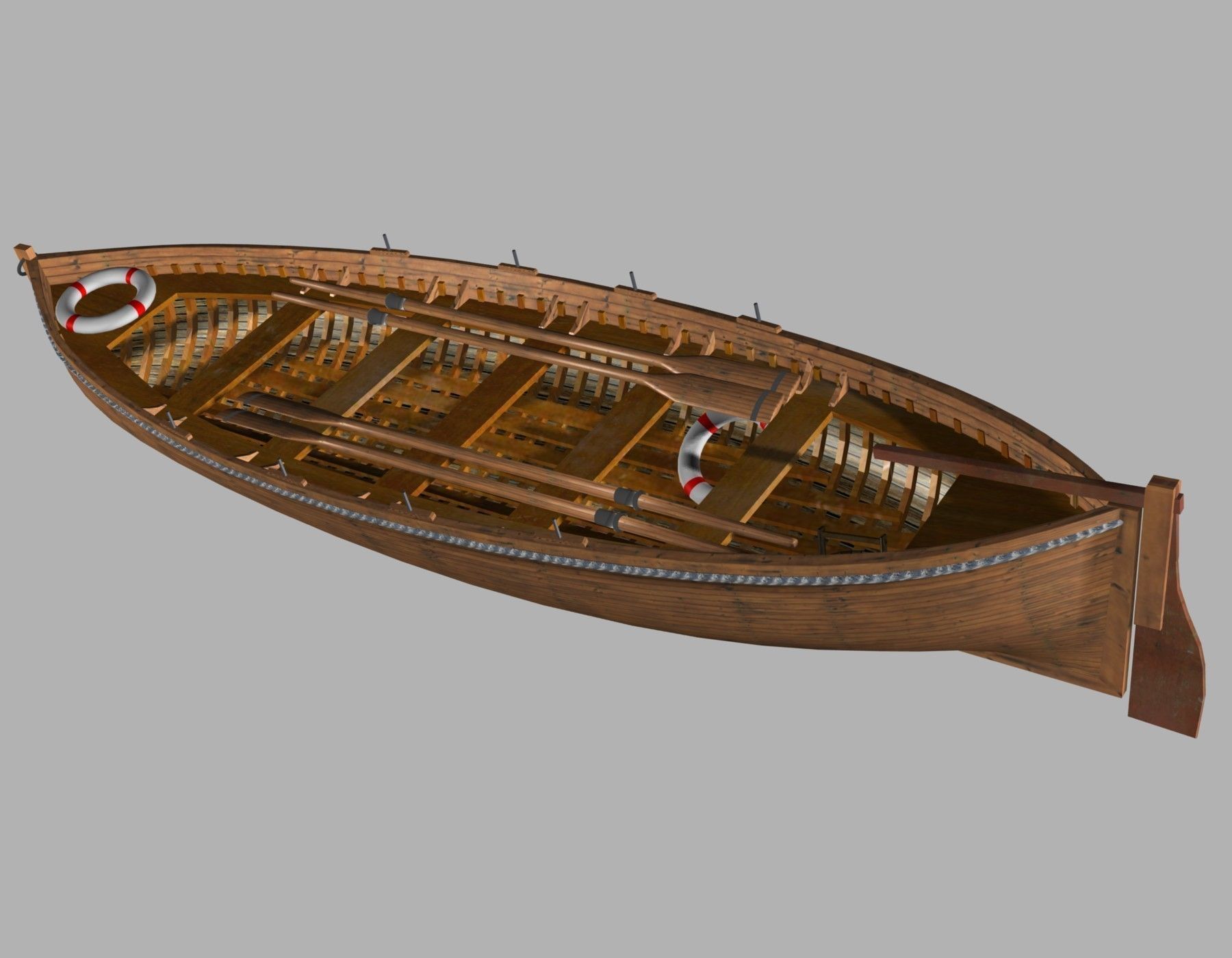 Life Boat XIX century Low-poly 3D model_2