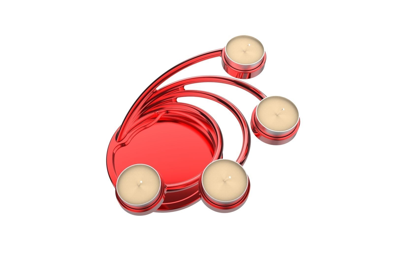 CandleHolder candle holder with four candles 3D print model_6