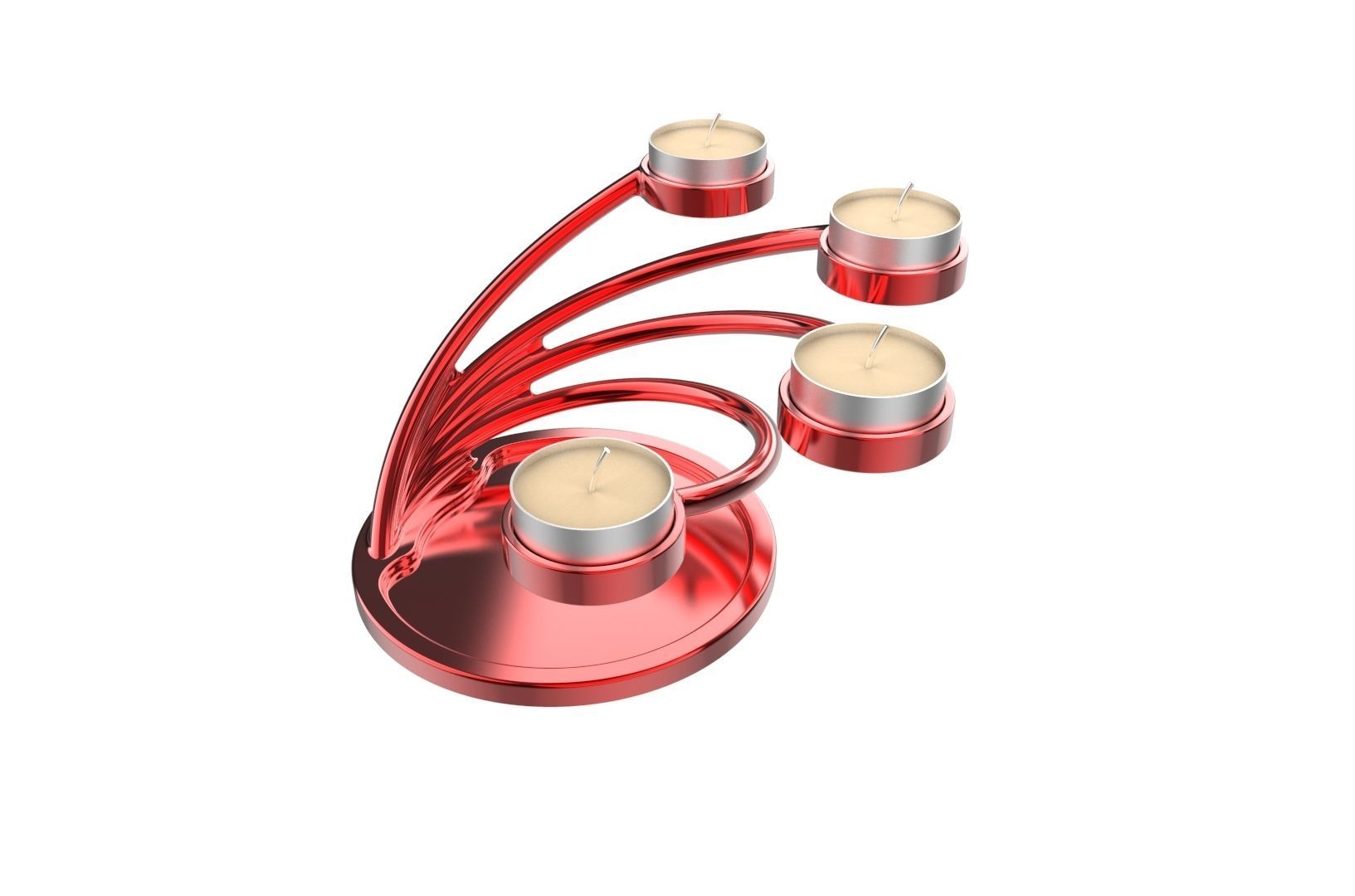 CandleHolder candle holder with four candles 3D print model_3