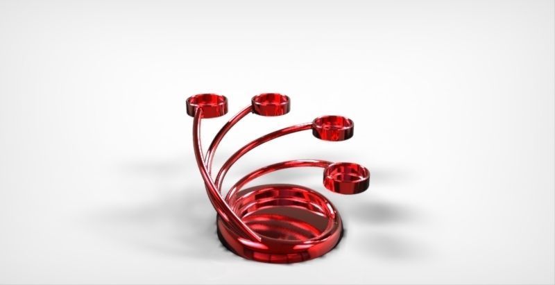 CandleHolder candle holder with four candles 3D print model_32