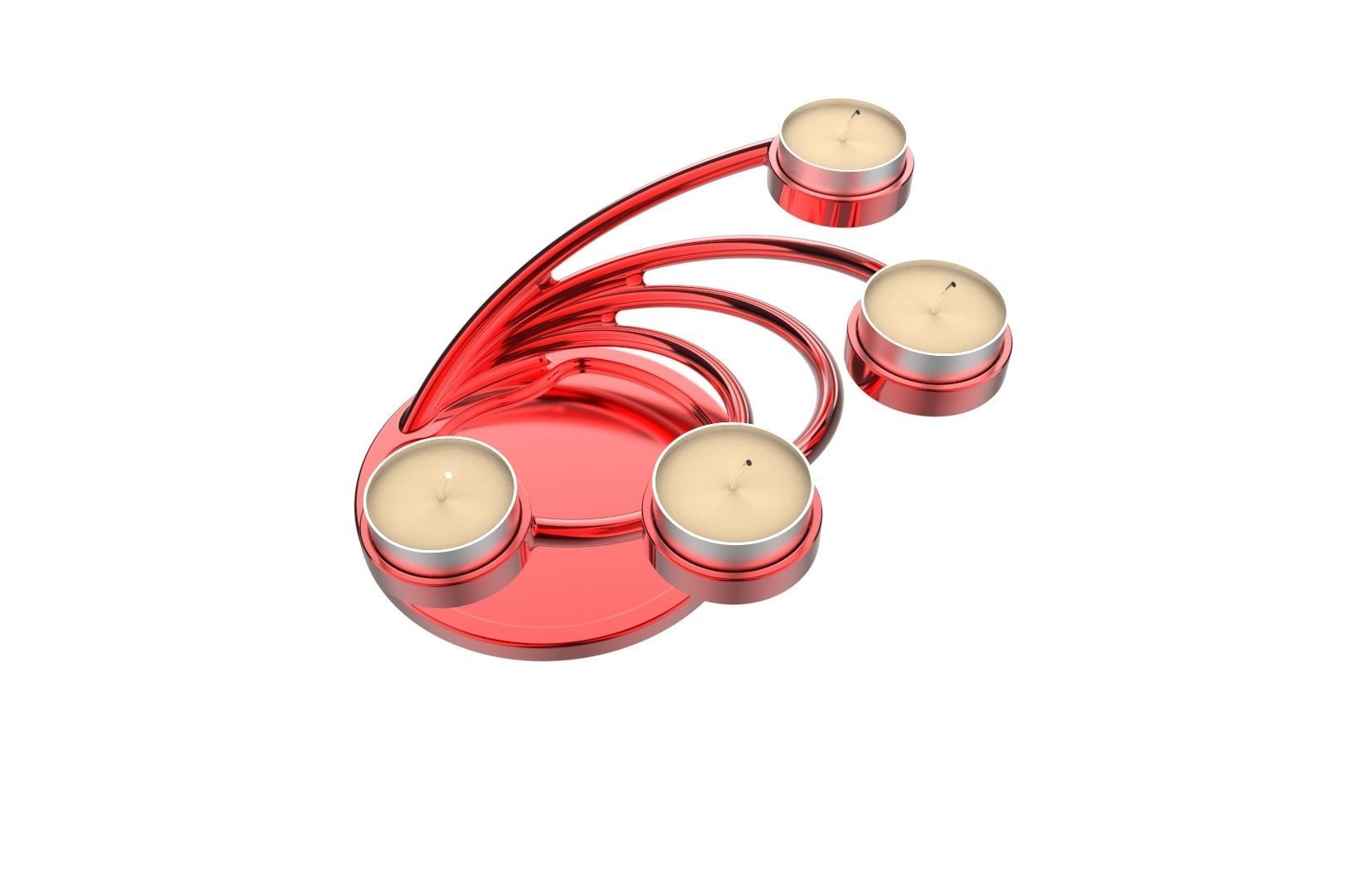 CandleHolder candle holder with four candles 3D print model_5