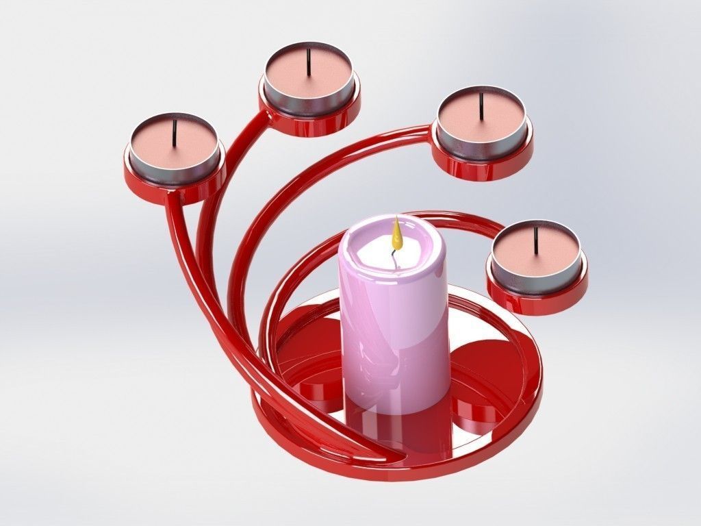 CandleHolder candle holder with four candles 3D print model_35