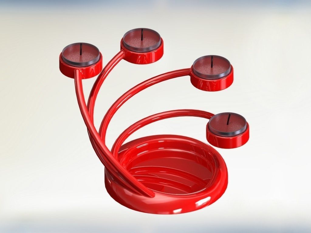 CandleHolder candle holder with four candles 3D print model_34