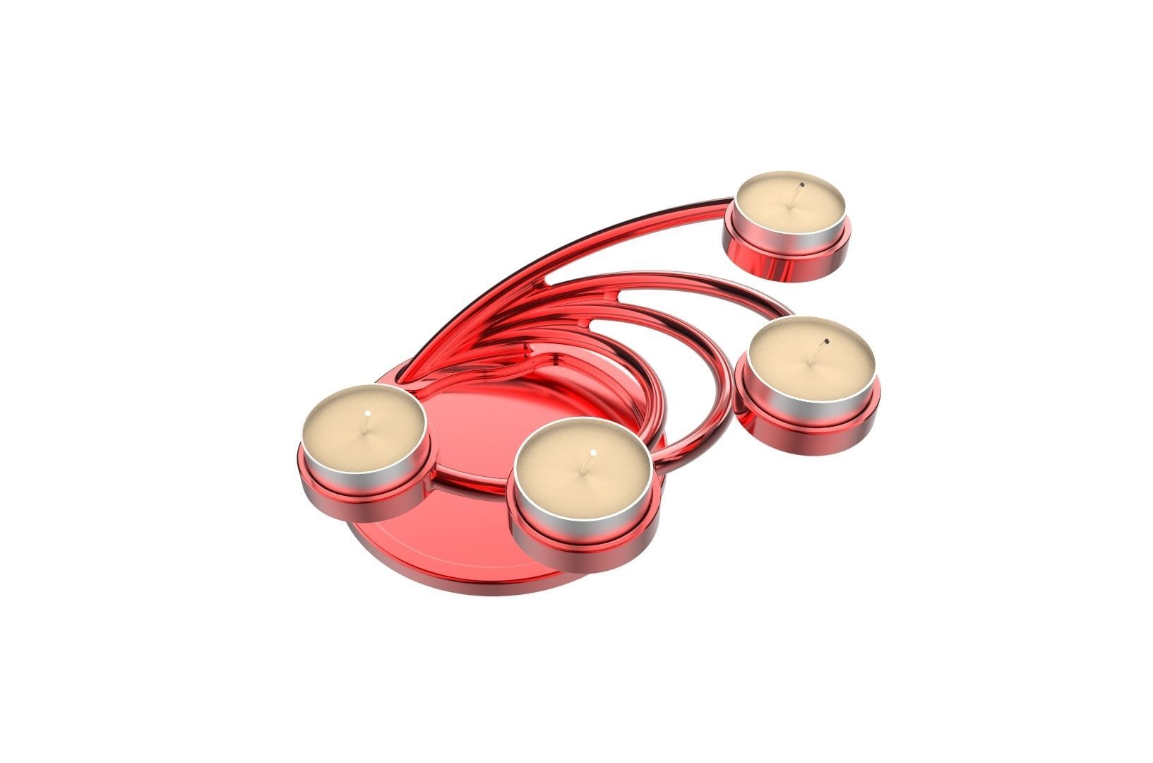 CandleHolder candle holder with four candles 3D print model_8