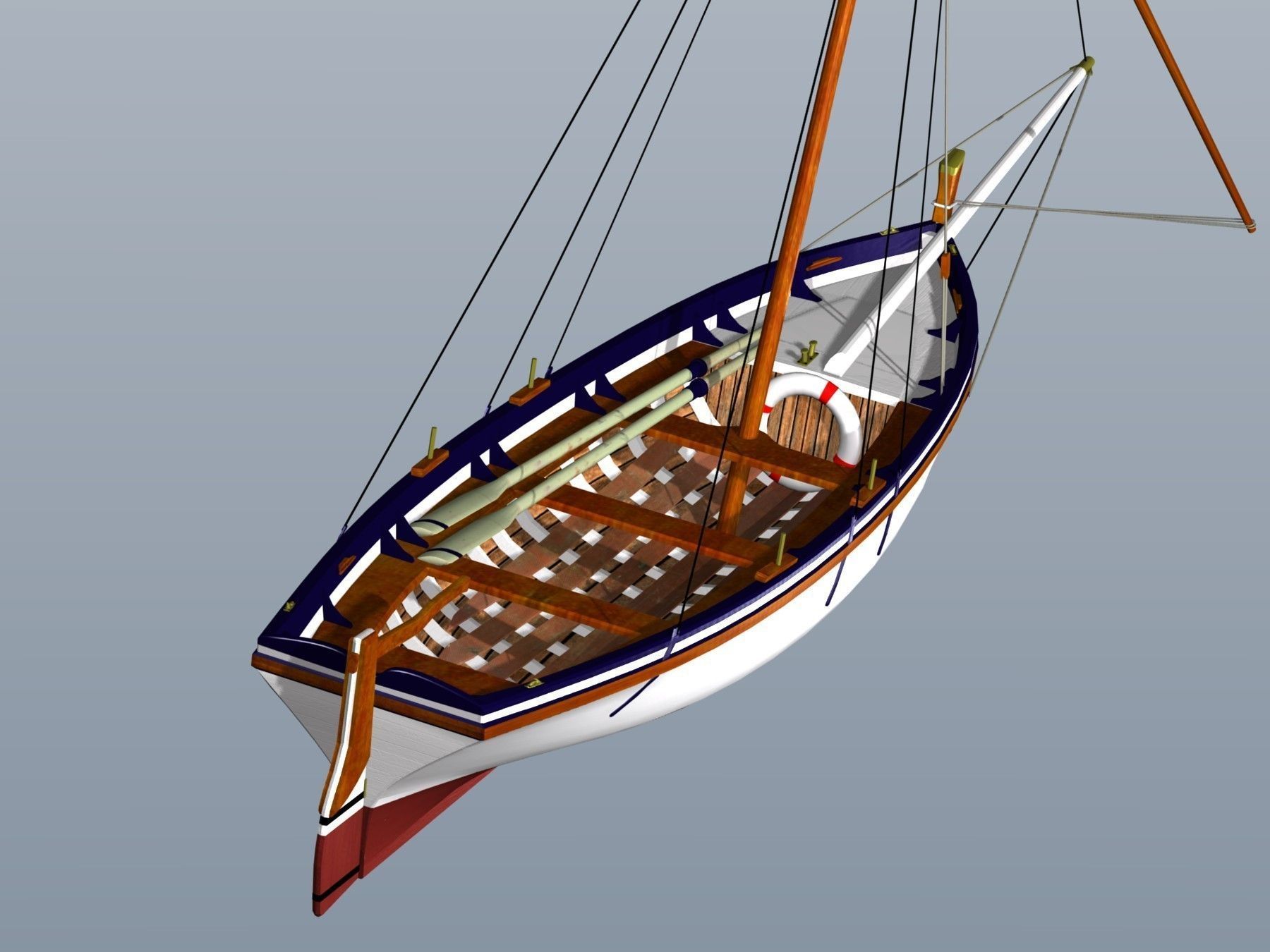 Latin Sail Fishing Boat Low-poly 3D model_8