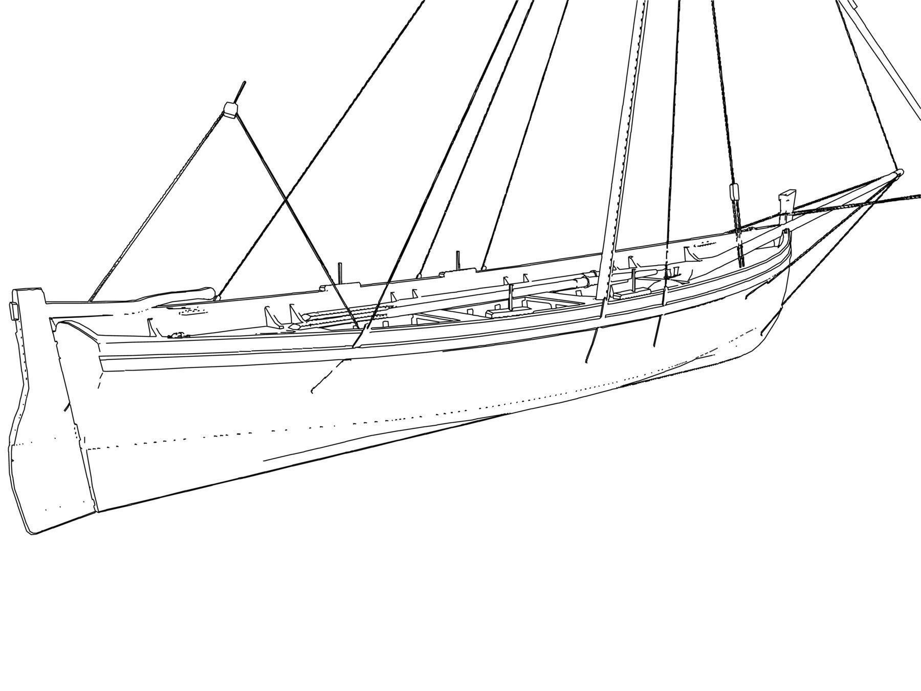 Latin Sail Fishing Boat Low-poly 3D model_20