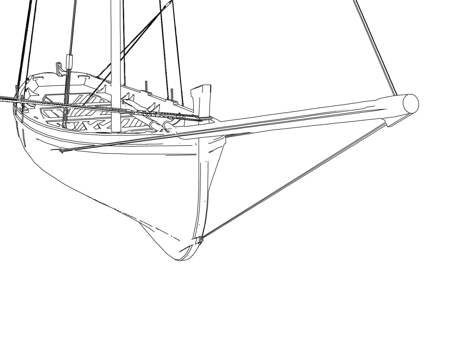 Latin Sail Fishing Boat Low-poly 3D model_21