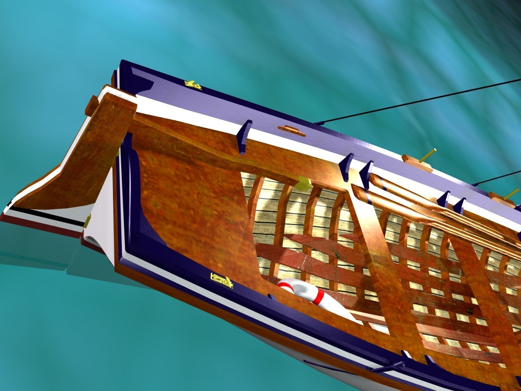 Latin Sail Fishing Boat Low-poly 3D model_10