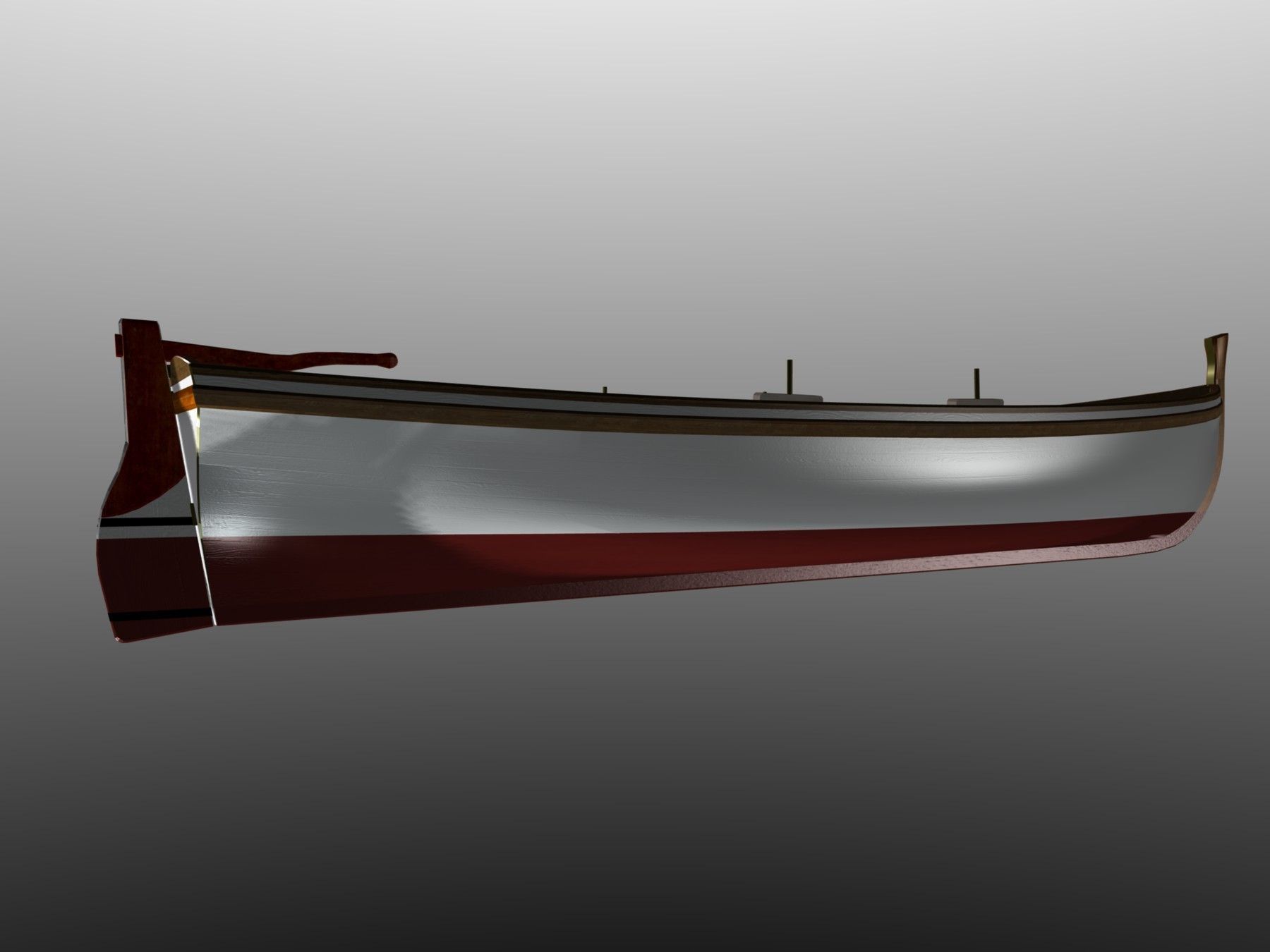 Latin Sail Fishing Boat Low-poly 3D model_2