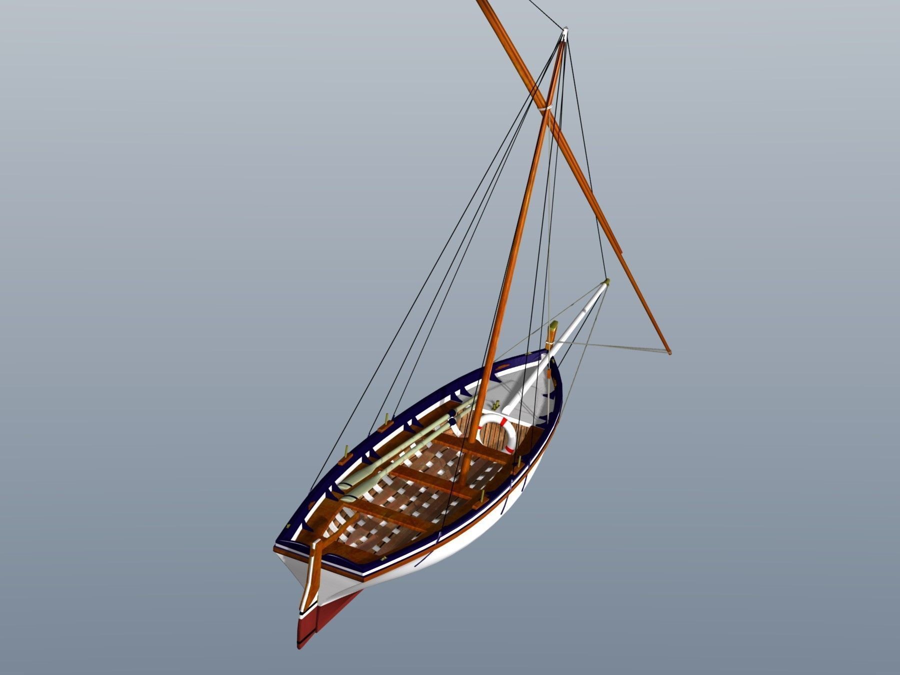 Latin Sail Fishing Boat Low-poly 3D model_12