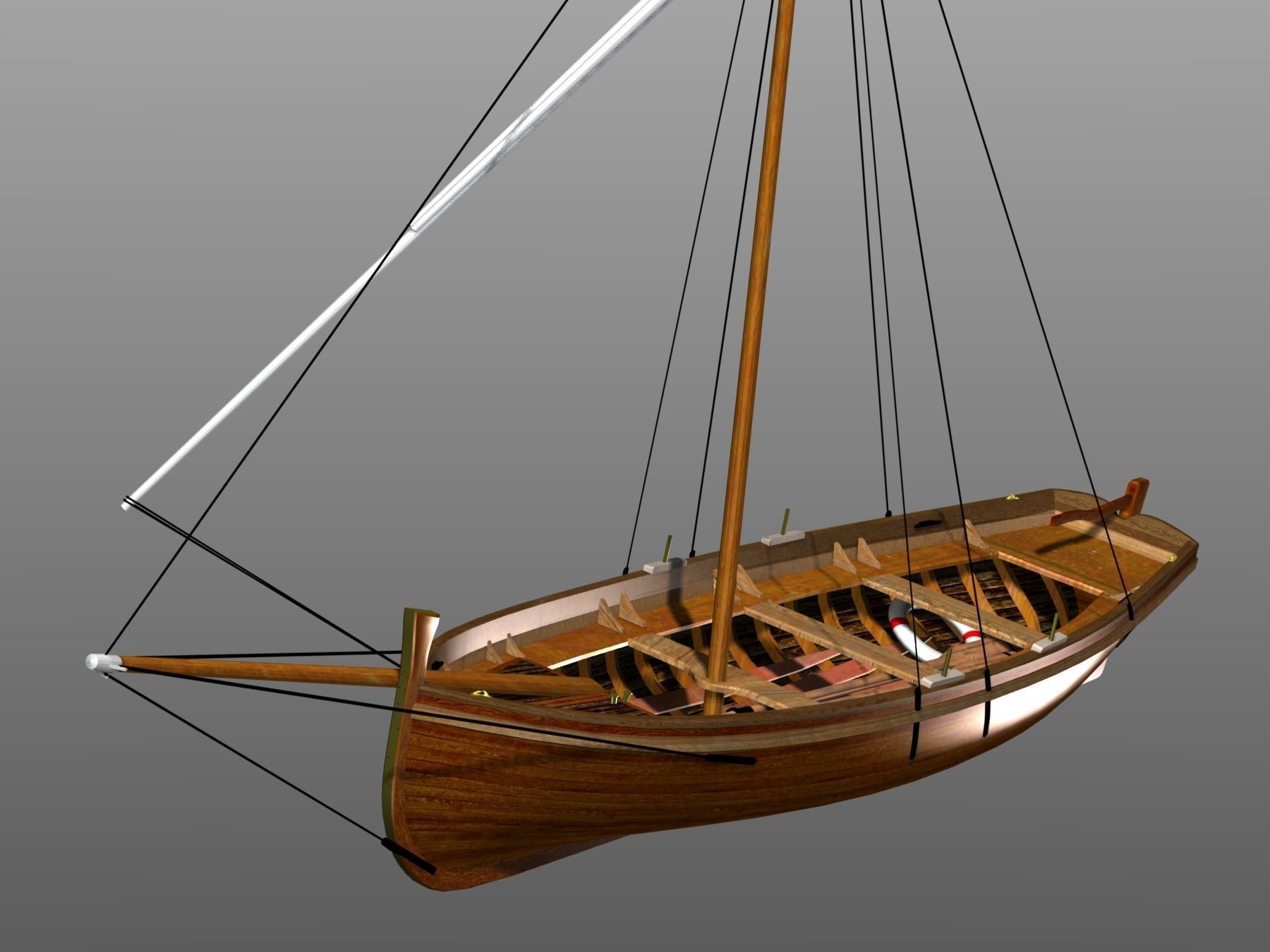 Latin Sail Fishing Boat Low-poly 3D model_6