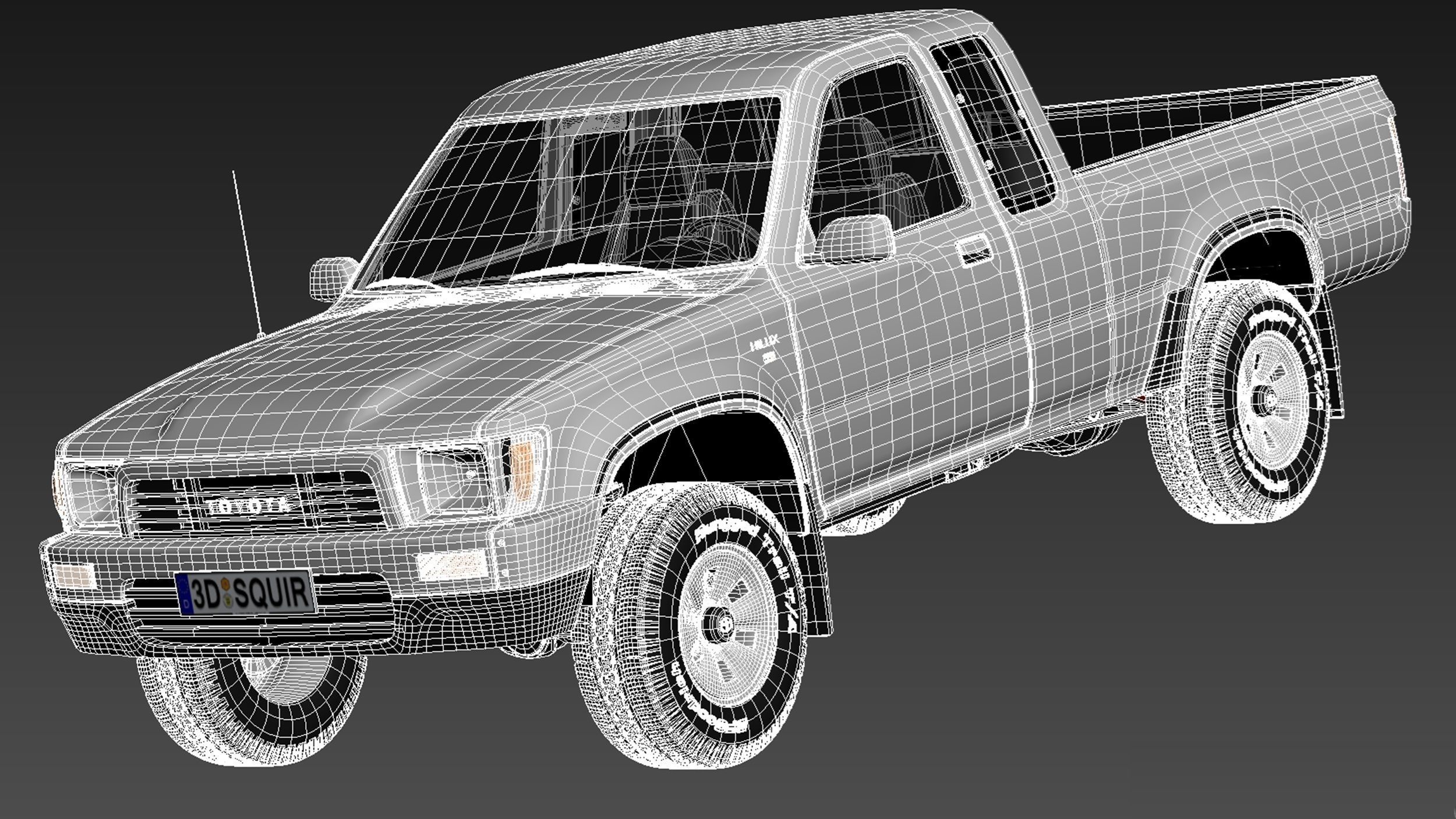 Toyota Hilux Pickup Extended cab 1989-1997 3D model_16