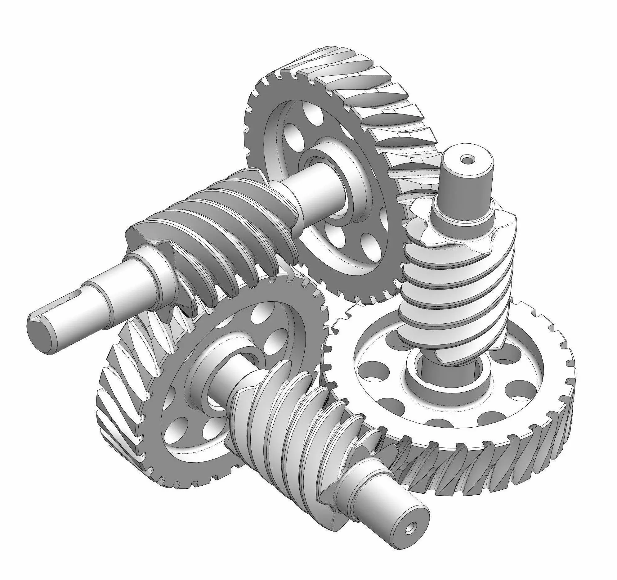 Curiously worm gear mechanism 3D model_0