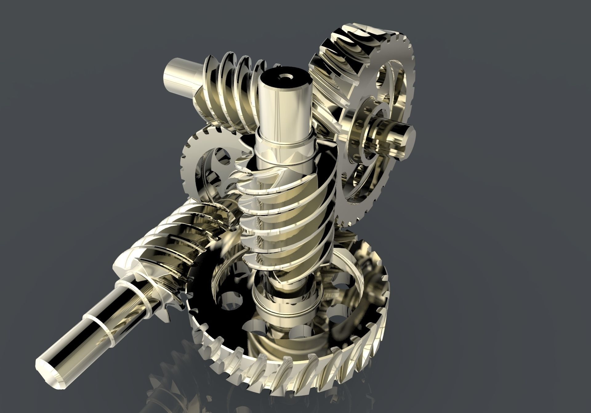 Curiously worm gear mechanism 3D model_2