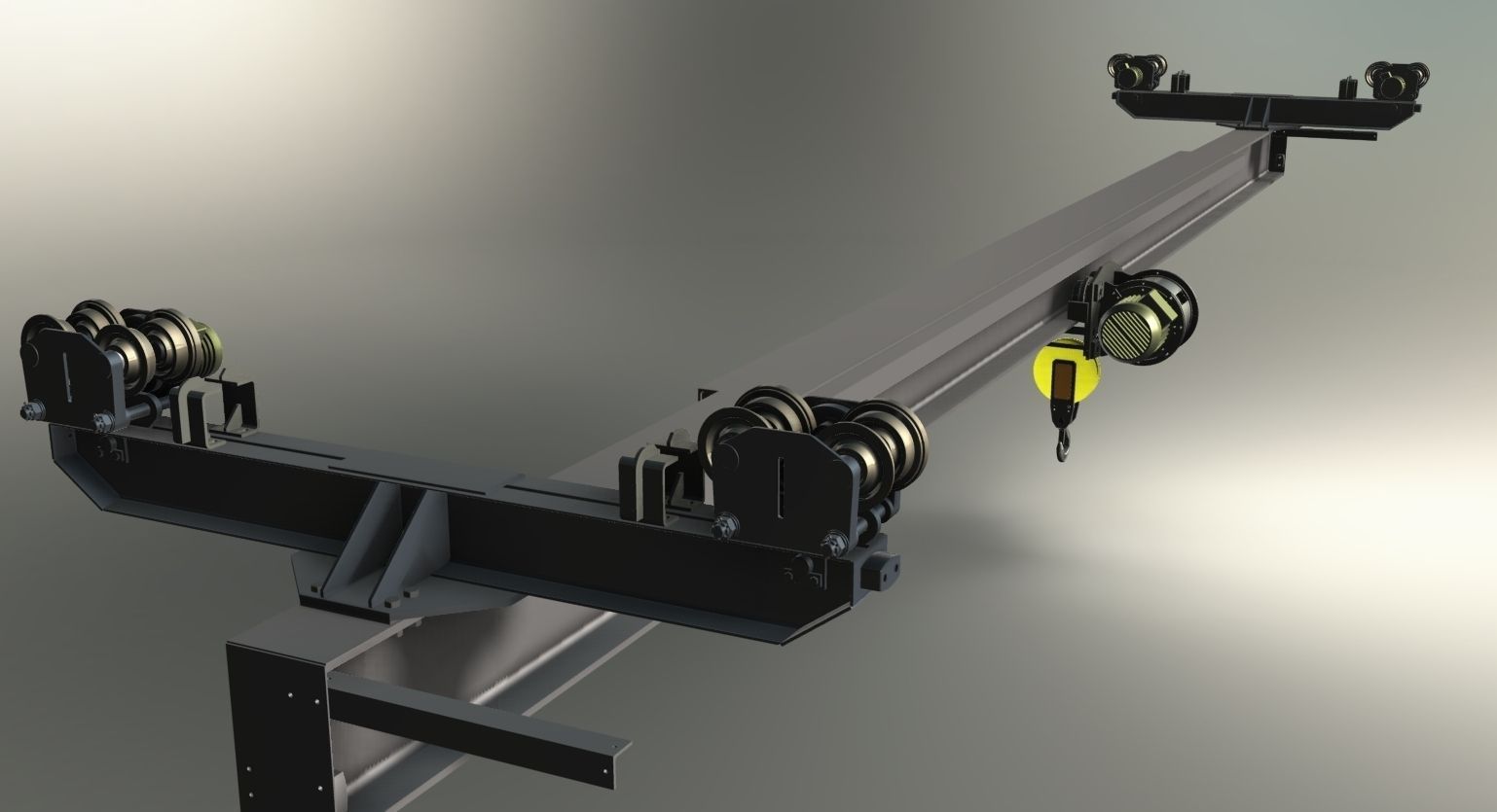 Crane tow bar for truck 3D model_1