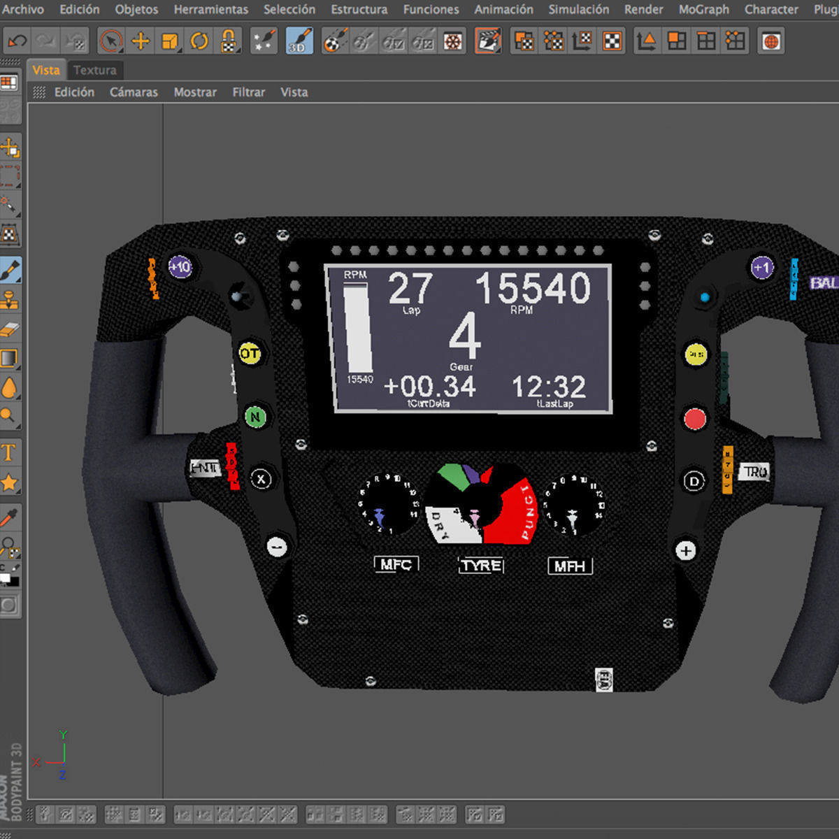 Mp4 30 steering wheel Low-poly 3D model_10