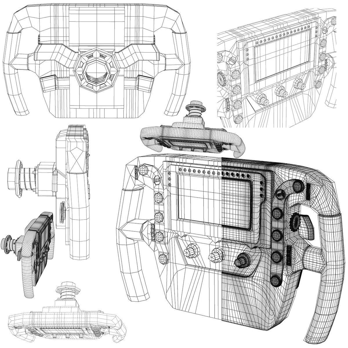Mp4 30 steering wheel Low-poly 3D model_5