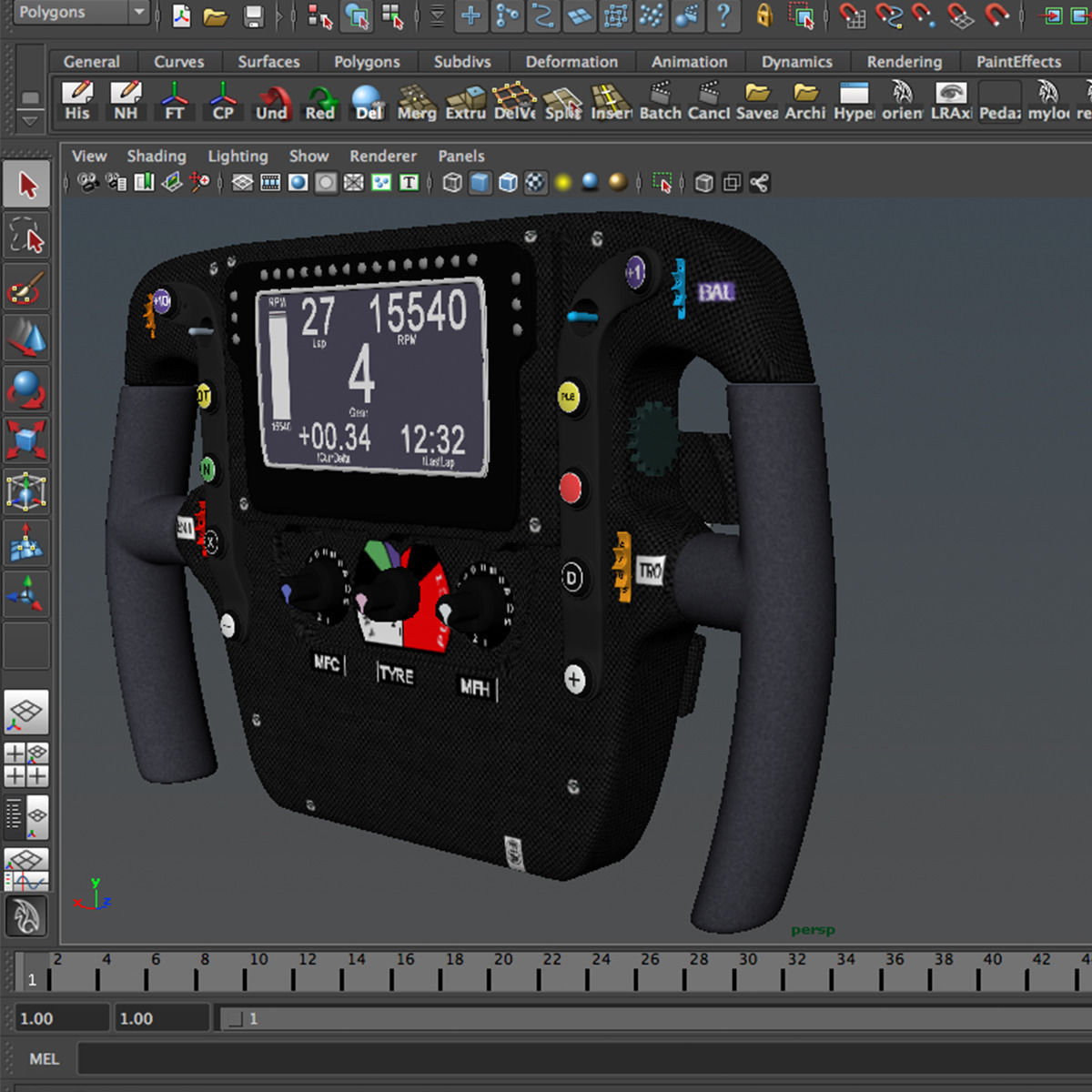 Mp4 30 steering wheel Low-poly 3D model_8