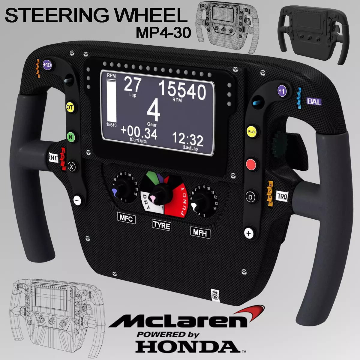 Mp4 30 steering wheel Low-poly 3D model_0