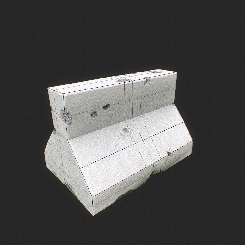 Road Block Low-poly 3D model_7