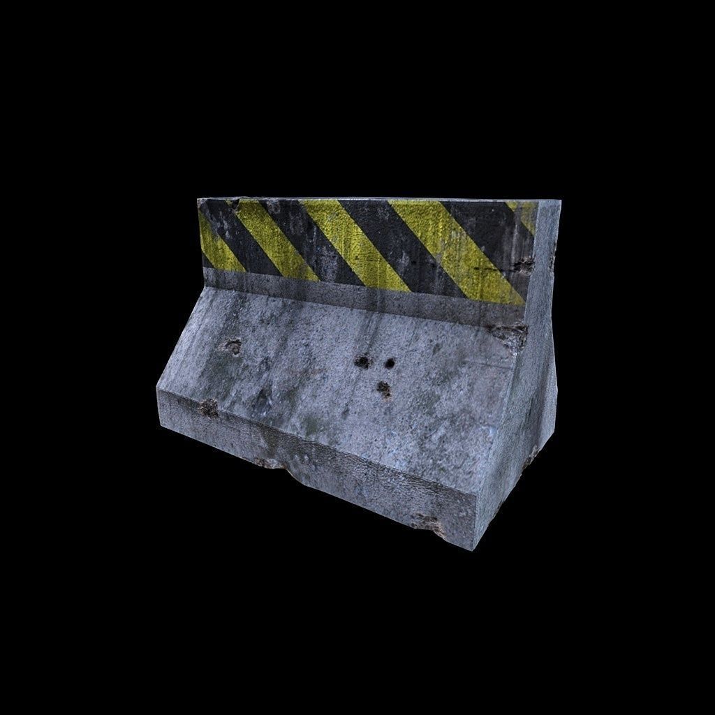 Road Block Low-poly 3D model_2