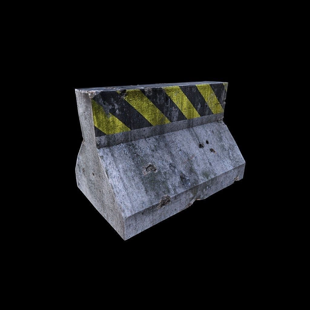 Road Block Low-poly 3D model_3