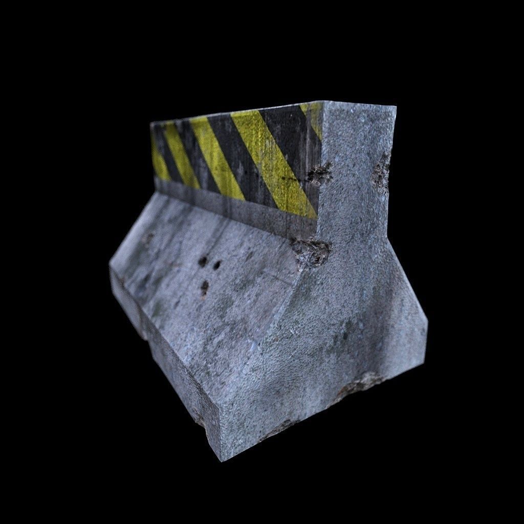 Road Block Low-poly 3D model_4