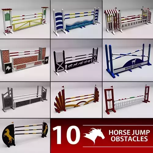 Horse jump obstacle pack 3D model