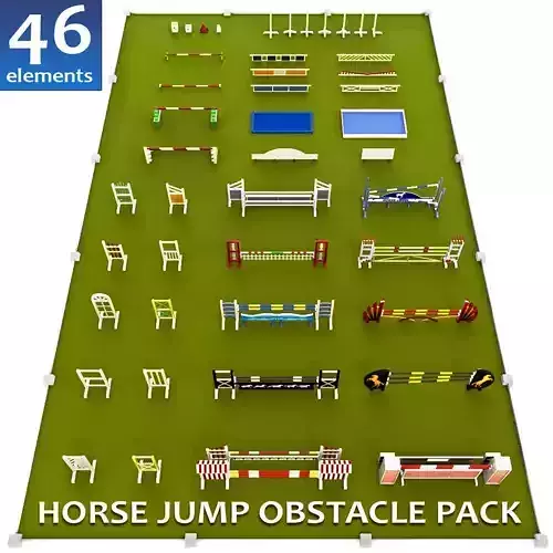 Horse jump obstacle full pack 3D model