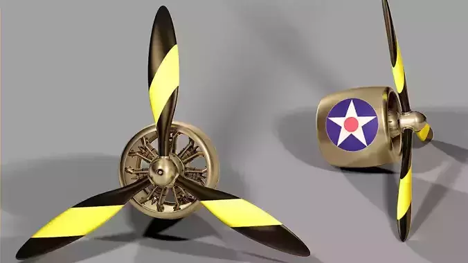 propeller two propellers with stripes Free 3D model