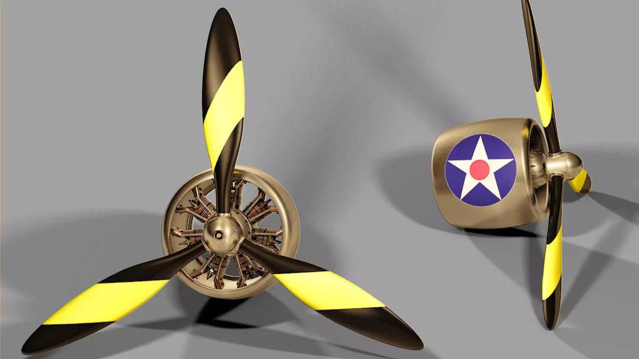 propeller two propellers with stripes Free 3D model