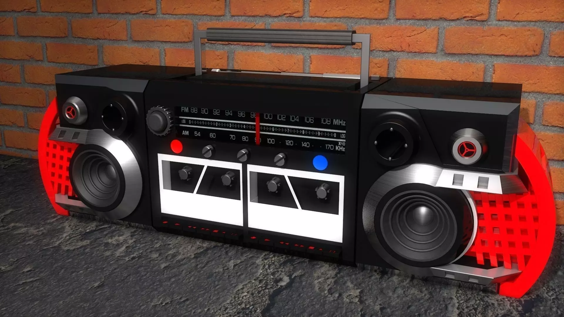 radio boombox with speakers and lights Free 3D model