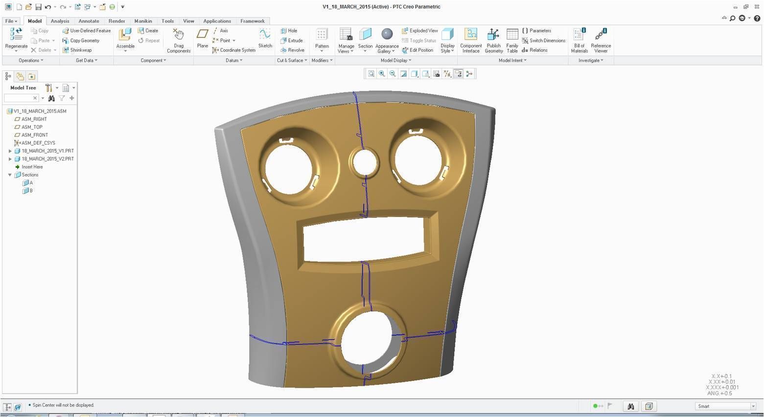DashboardV1 door handle with two holes Free 3D model_3