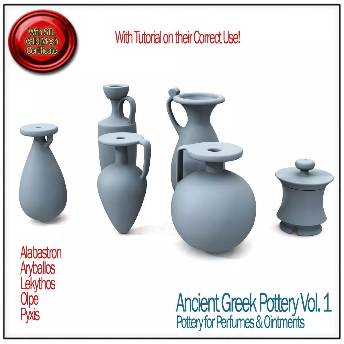 Ancient Greek Pottery Vol 1 STL Printable 3D print model_0