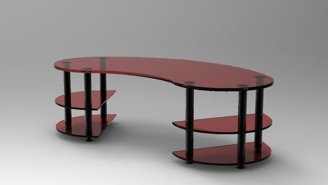 Glassy desk Free 3D model_3