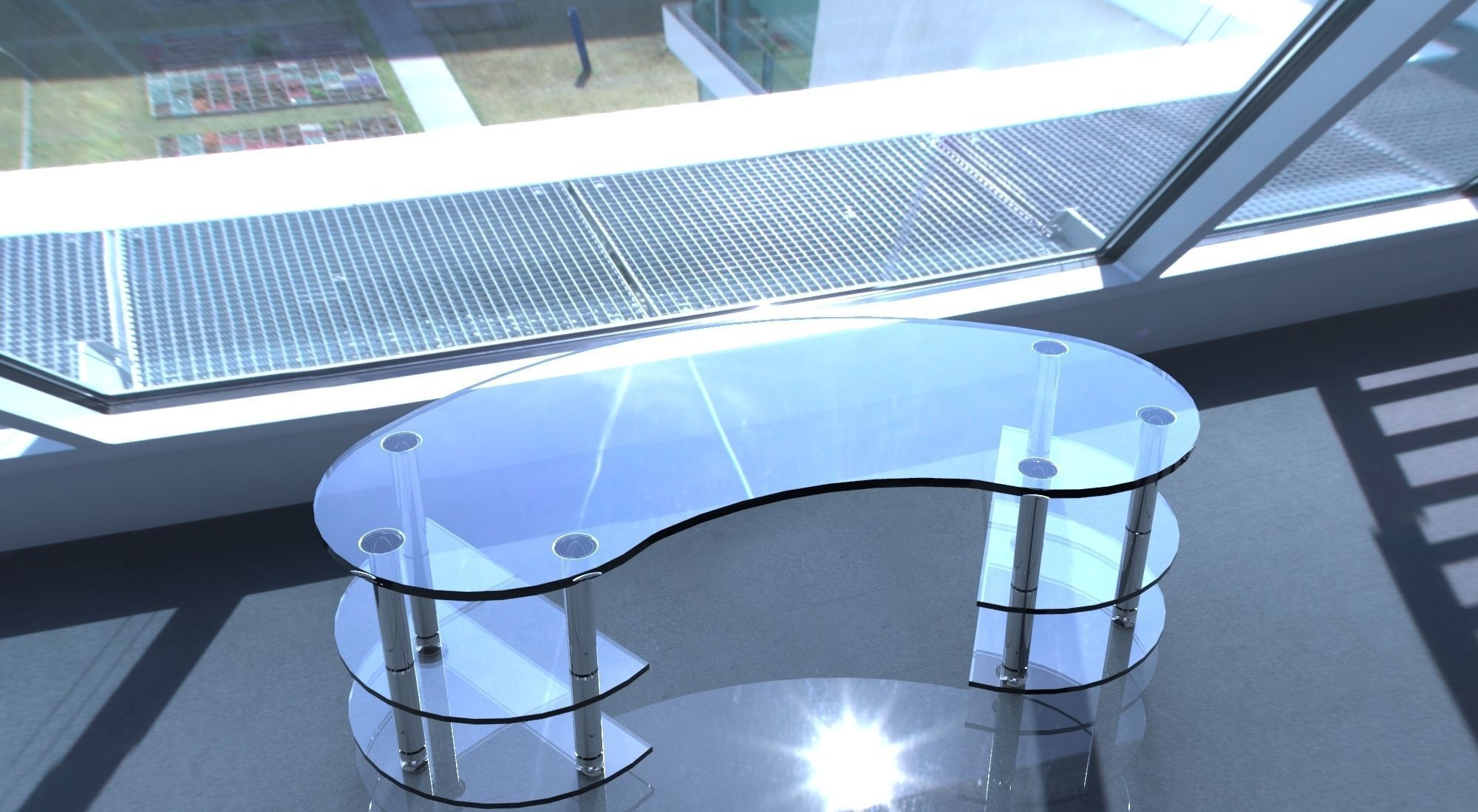 Glassy desk Free 3D model_2