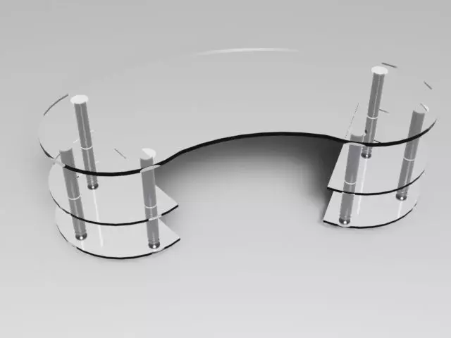 Glassy desk Free 3D model_0