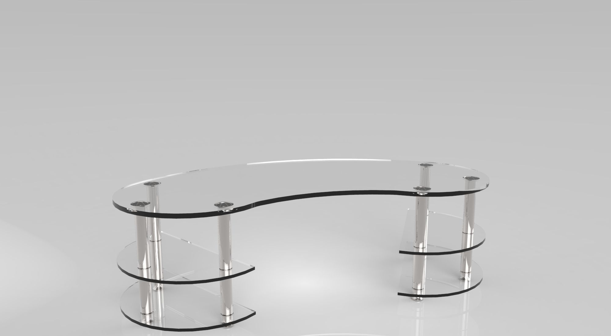 Glassy desk Free 3D model_1