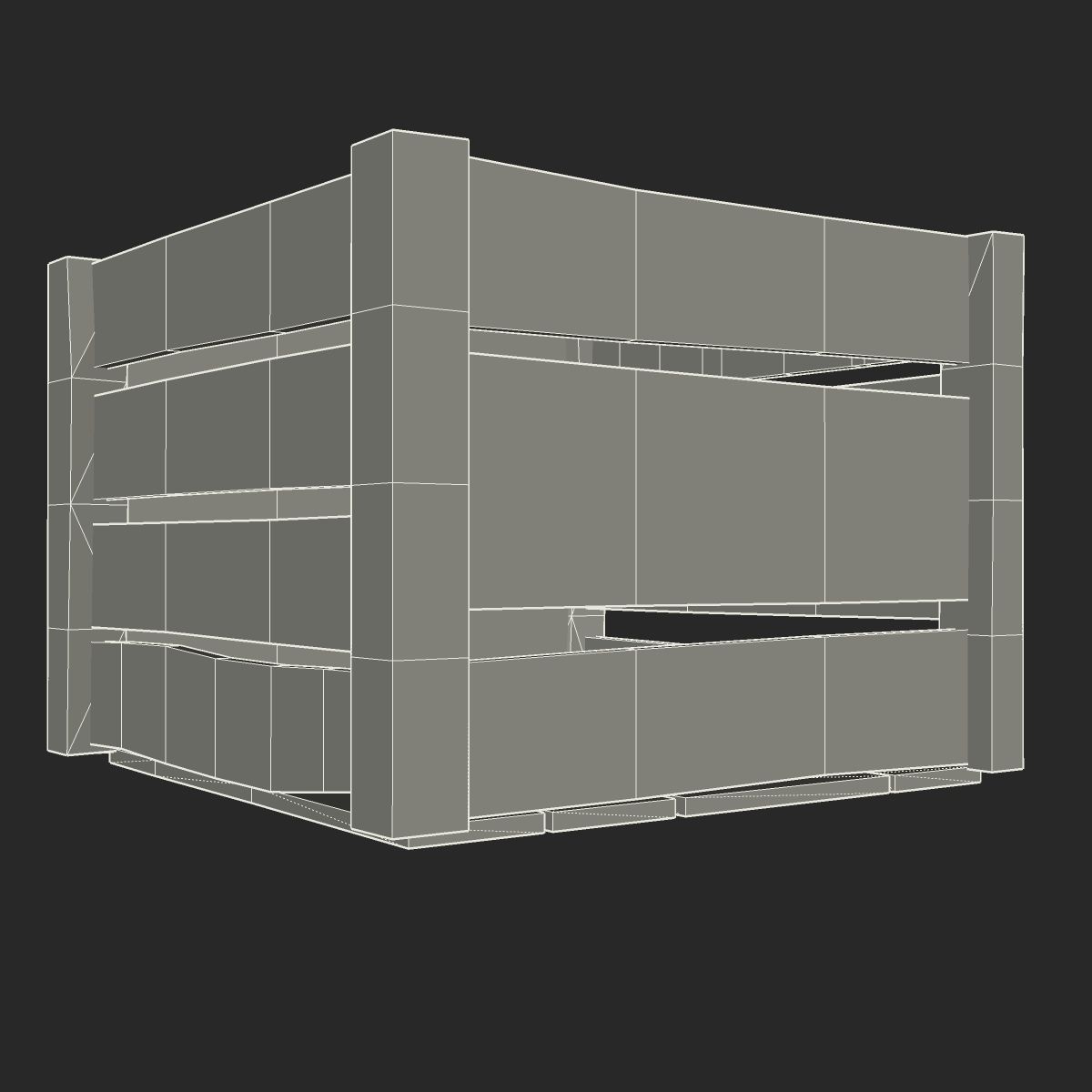 Wooden crate Low-poly 3D model_7