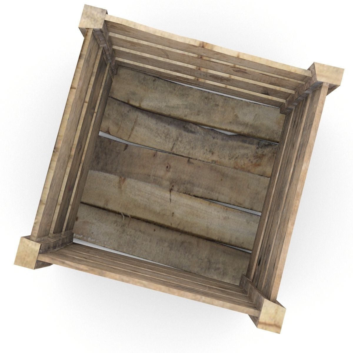 Wooden crate Low-poly 3D model_5
