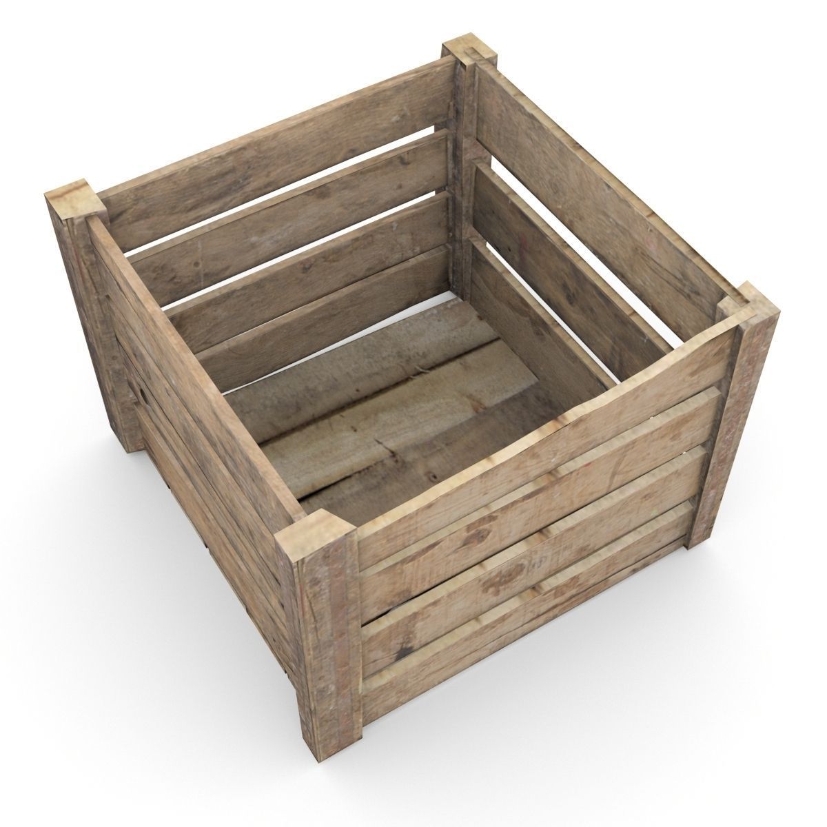 Wooden crate Low-poly 3D model_4
