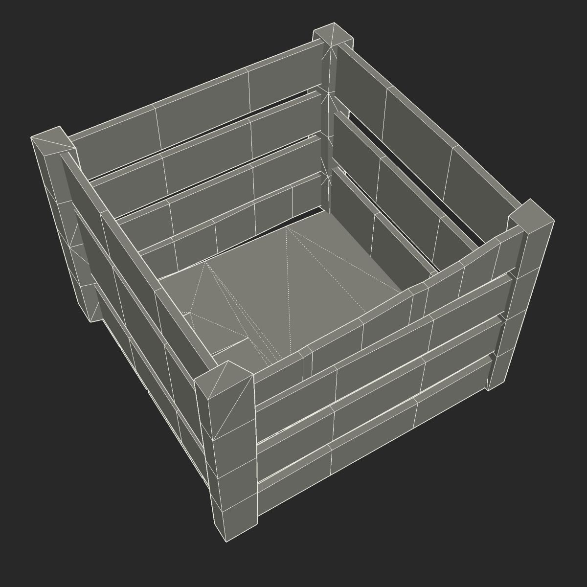 Wooden crate Low-poly 3D model_9