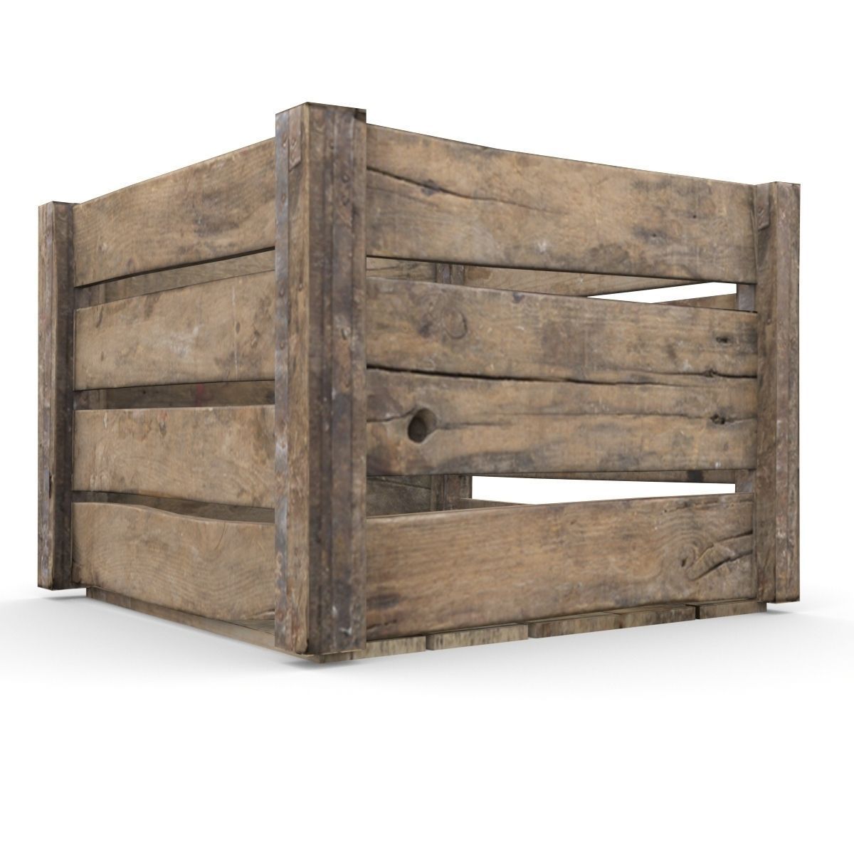 Wooden crate Low-poly 3D model_2