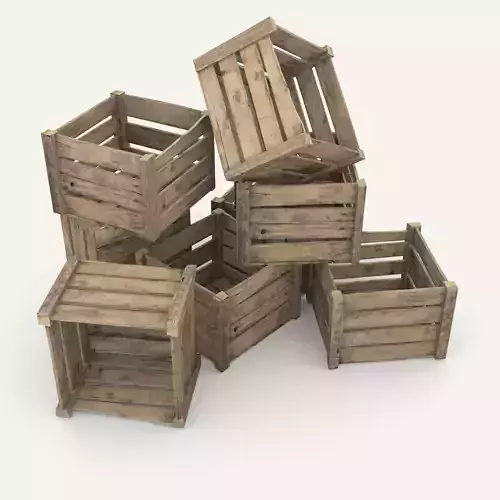 Wooden crate Low-poly 3D model