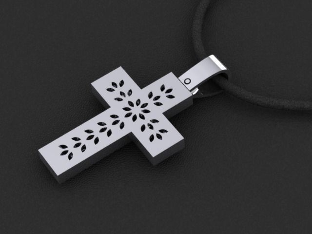Golden cross pendant with diamond stone 2 3D print model_2