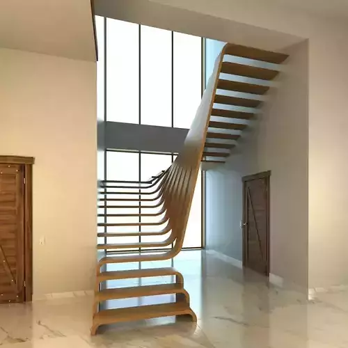 Creative wood stairs scene 3D model