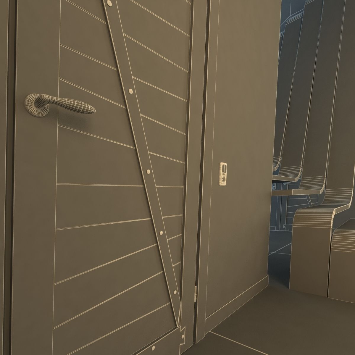 Creative wood stairs scene 3D model_7