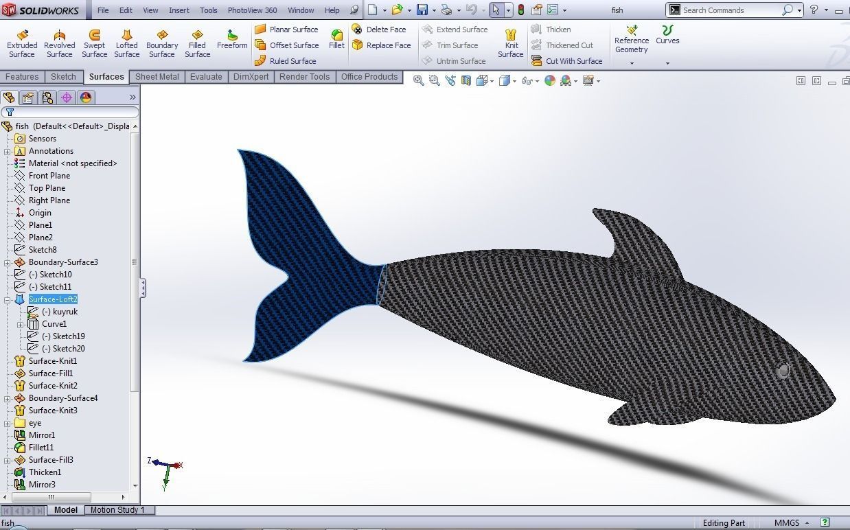 fish surface loft Free 3D model_4
