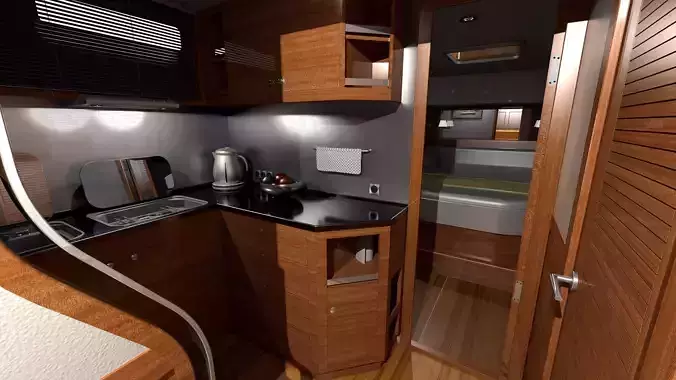 kitchen interior of yacht