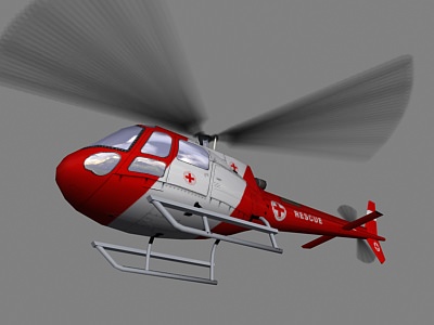 As-350 V6 Helicopter Low-poly 3D model_1